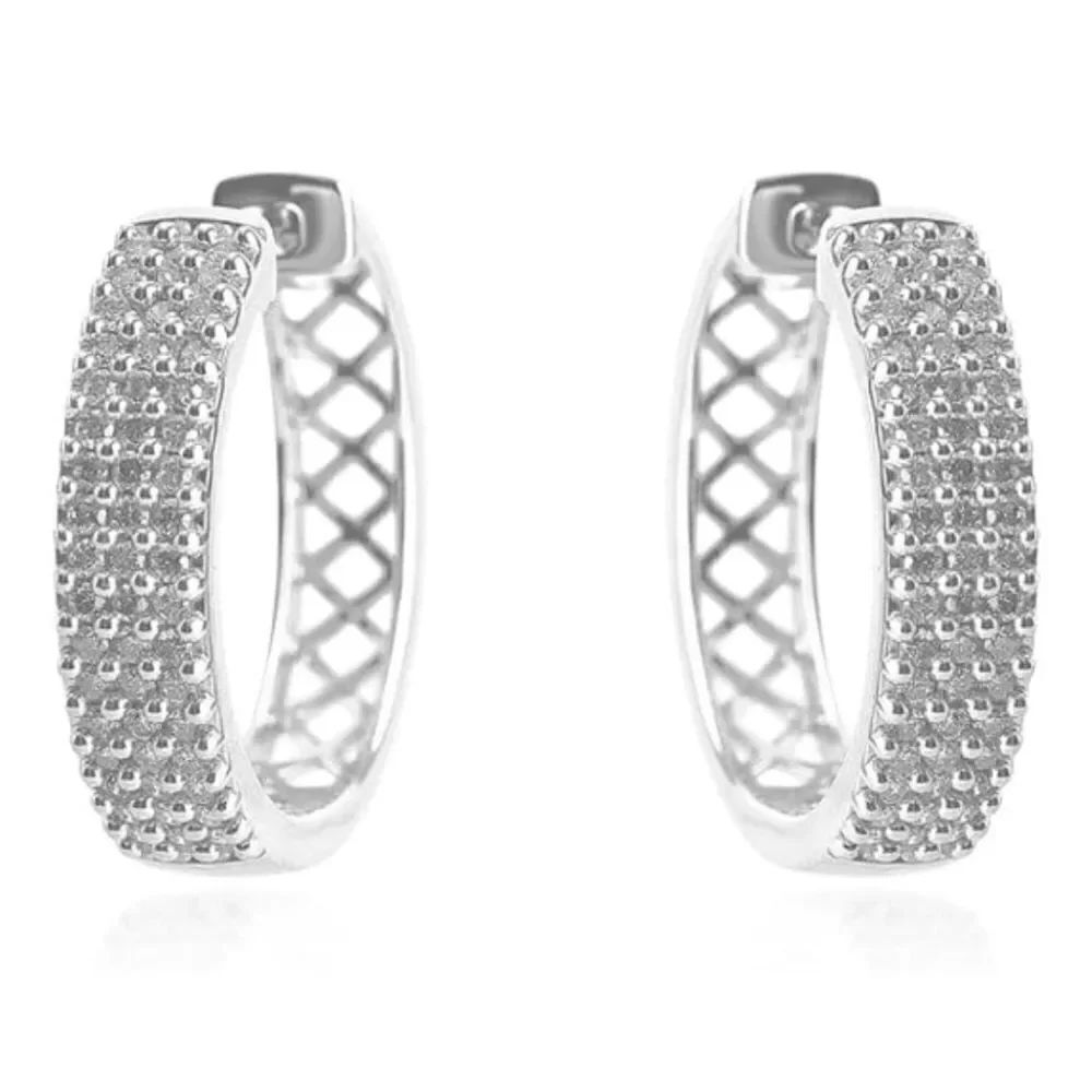 New~Elegant 2/3 Ct. Genuine Diamond Huggie Hoop Earrings